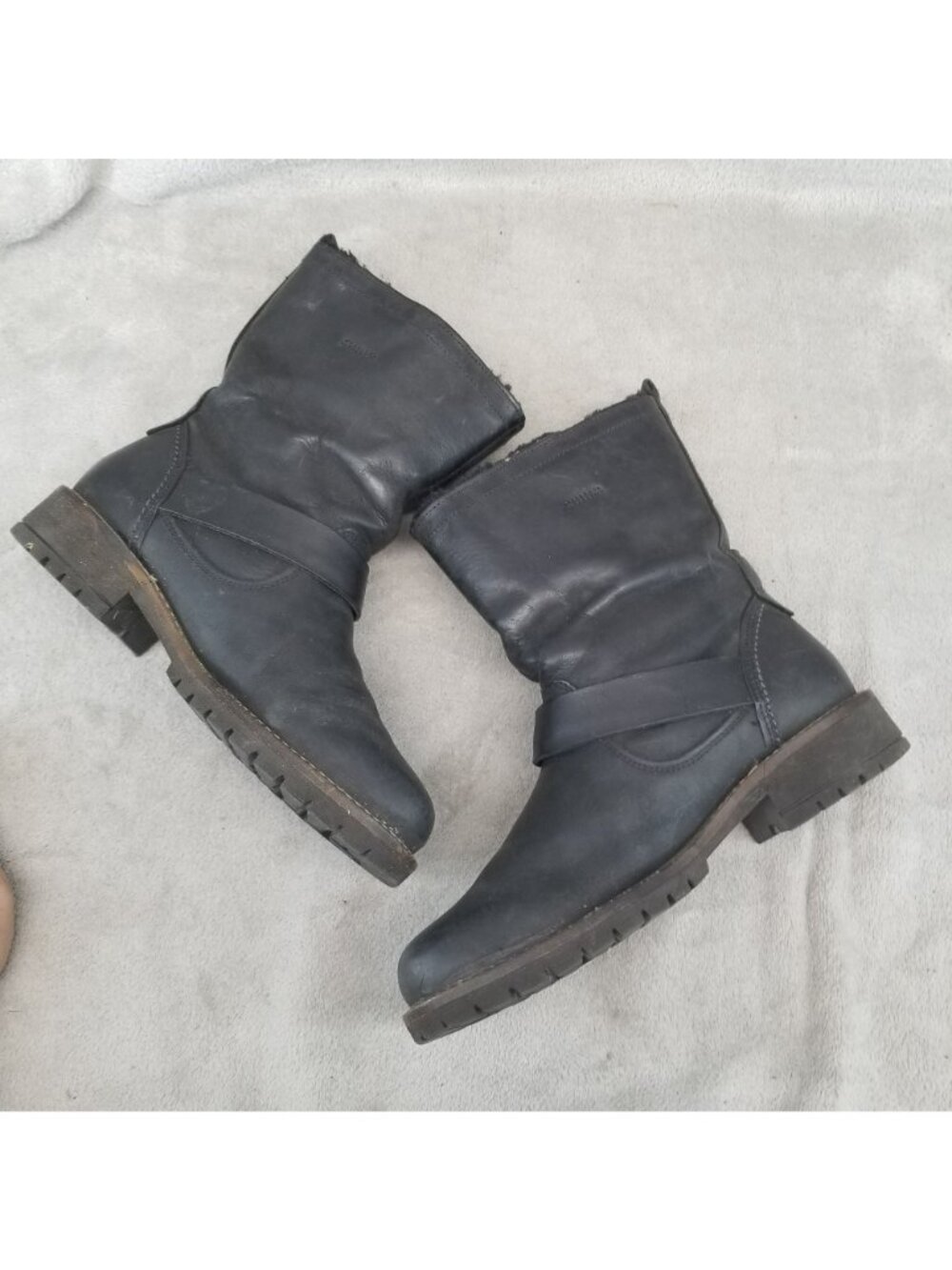Ecco Shoes Womens Size EU 38 US 7.5 Elaine Black Pull On Biker Boots *Read* - Picture 11 of 16